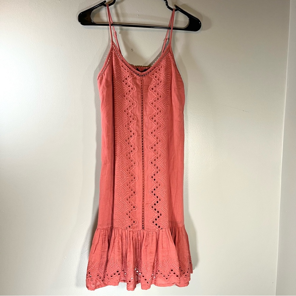 House of Harlow 1960 rose embroidery eyelet smocking sundress XS NWT